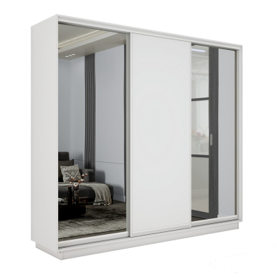 Экспресс 3-х дверный (Зеркало, ЛДСП) (Белый снег 1800х2200х440 Экспресс 45 3х Серебро профиль)