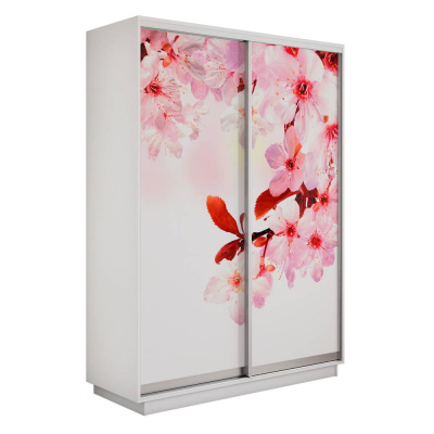 Экспресс 2-х дверный (Сакура) (Белый снег 1200х2200х440 Экспресс 45 2х Серебро профиль)