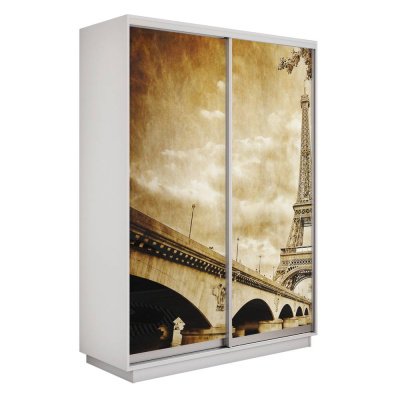 Экспресс 2-х дверный (Париж) (Белый снег 1200х2200х440 Экспресс 45 2х Серебро профиль)