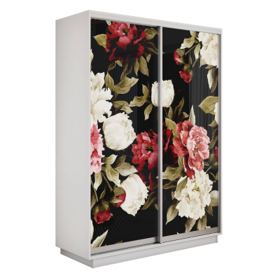 Экспресс 2-х дверный (Пионы) (Белый снег 1200х2200х440 Экспресс 45 2х Серебро профиль)